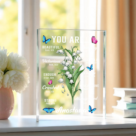 Personalized “You Are” Acrylic Plaque – Christian Gift for Women | Inspirational Bible Verse Faith Decor