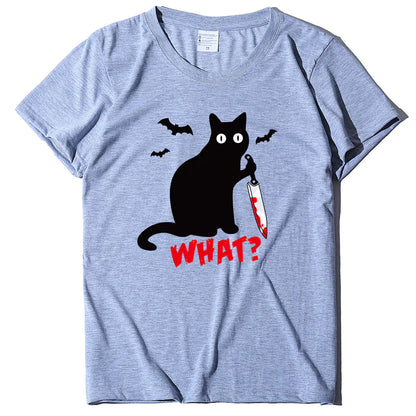 Cat T-Shirt with Blood Dagger Design