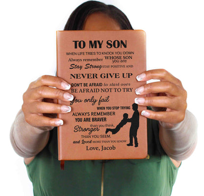 Father to son leather journal gift
