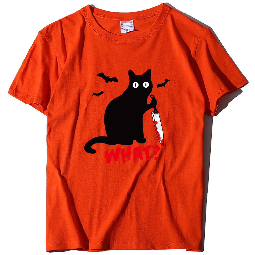 Cat T-Shirt with Blood Dagger Design
