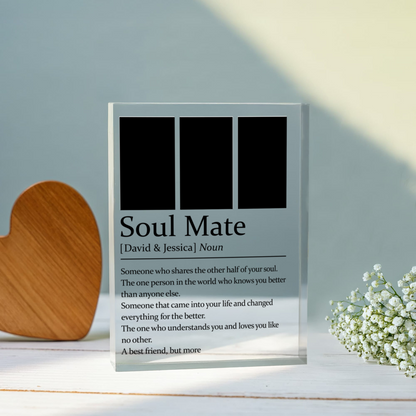 Romantic couple acrylic plaque soulmate quote
