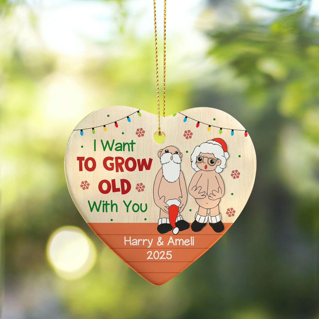 Personalized ceramic heart ornament for couples