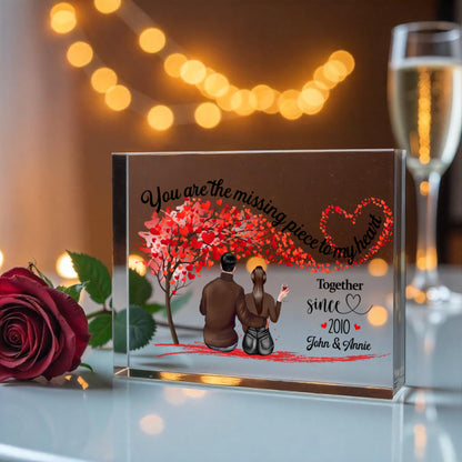 Romantic couple acrylic plaque with names and year