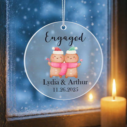Cute couple engaged ornament with custom date
