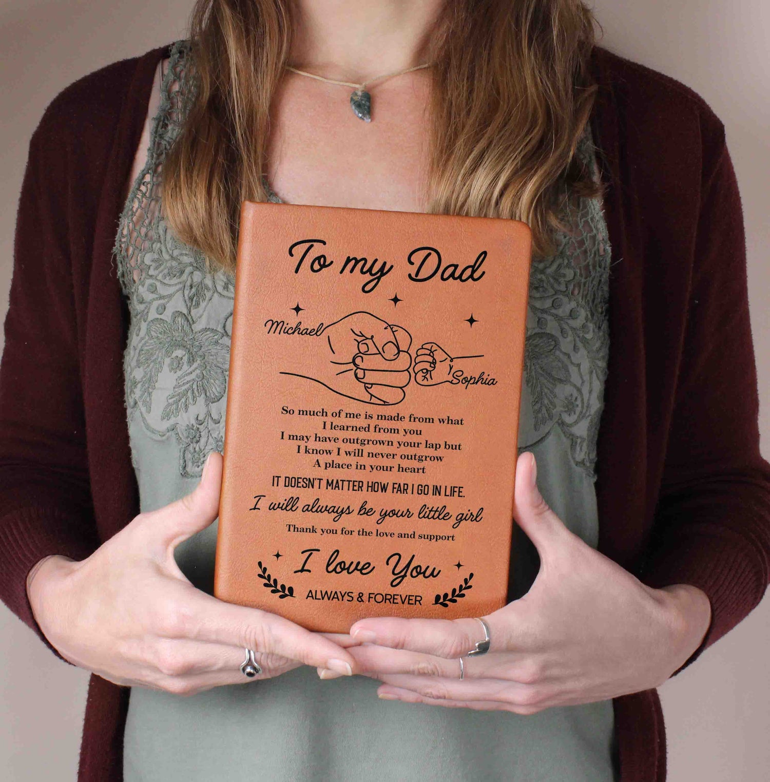 To my dad personalized leather journal gift
