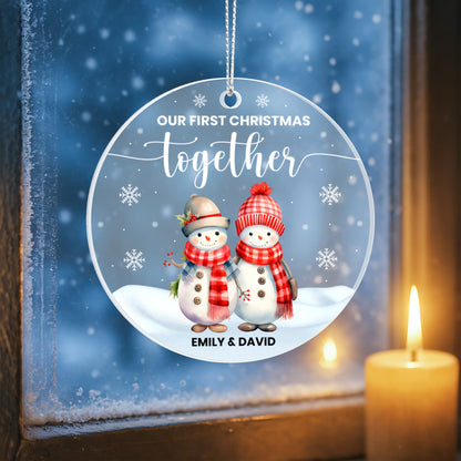 Romantic Snowman Couple Holiday Ornament
