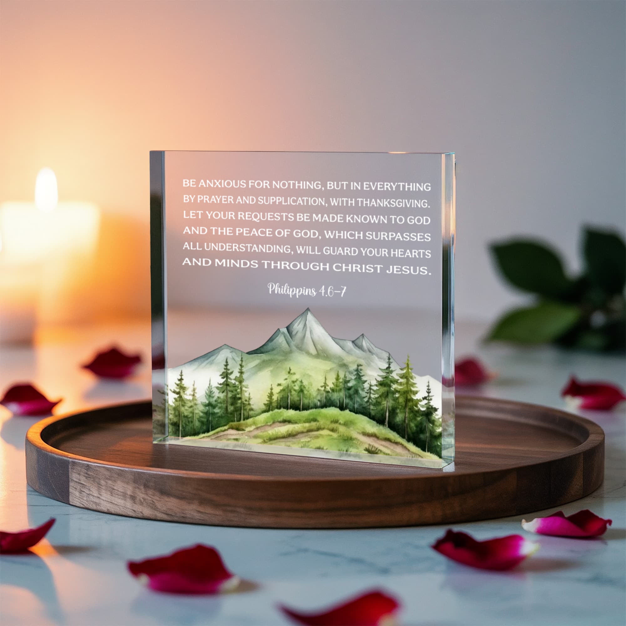 Mountain Landscape Christian Scripture Block