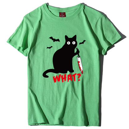 Cat T-Shirt with Blood Dagger Design