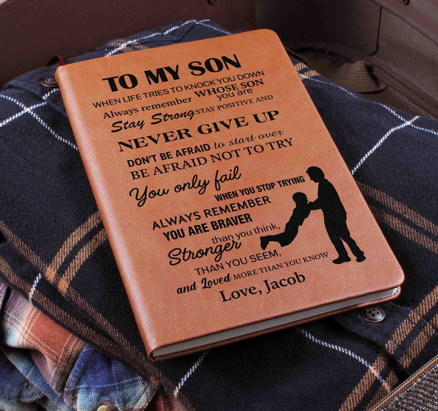 Father to son leather journal gift
