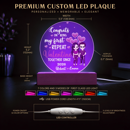 Romantic LED plaque featuring custom couple characters