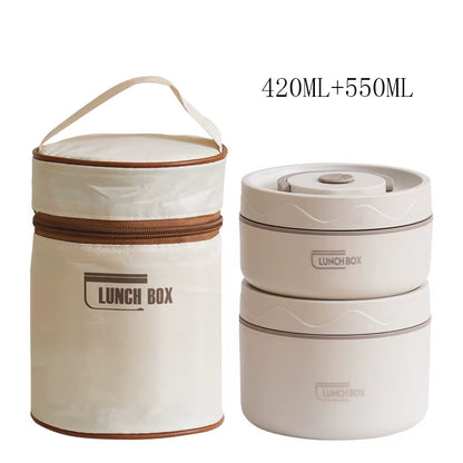 Portable Thermos Lunch Box Set Stackable Bento Box for Kids Adults School Picnic Fruit Salad Food Container Insulated Lunch Bag