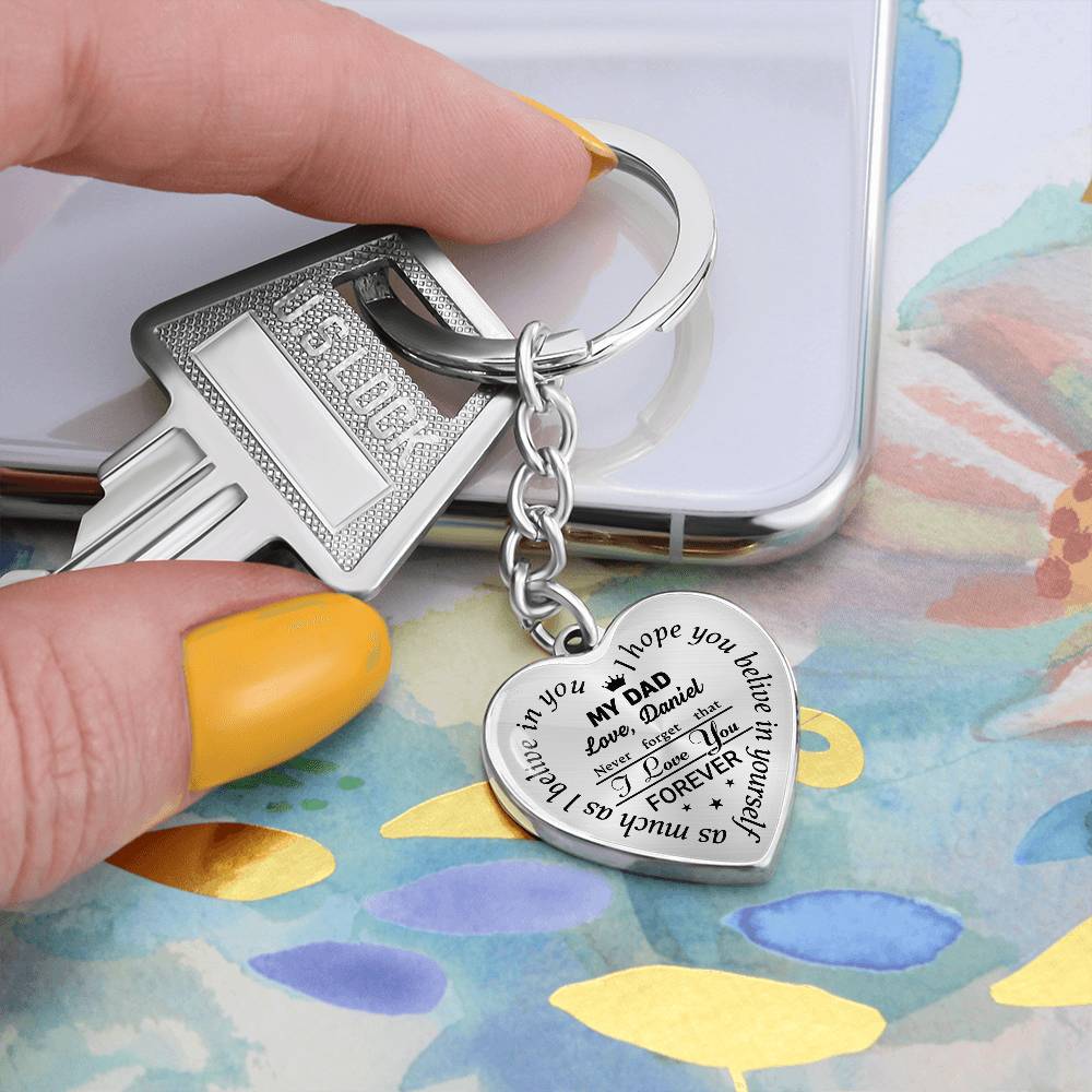 To My Dad Heart Keychain Gift from Son, I Love You Forever Personalized Keepsake Keychain