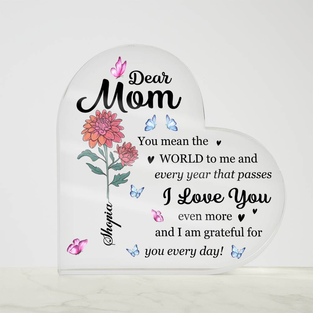 Personalized Dear Mom Acrylic Plaque – Custom Name Mother&