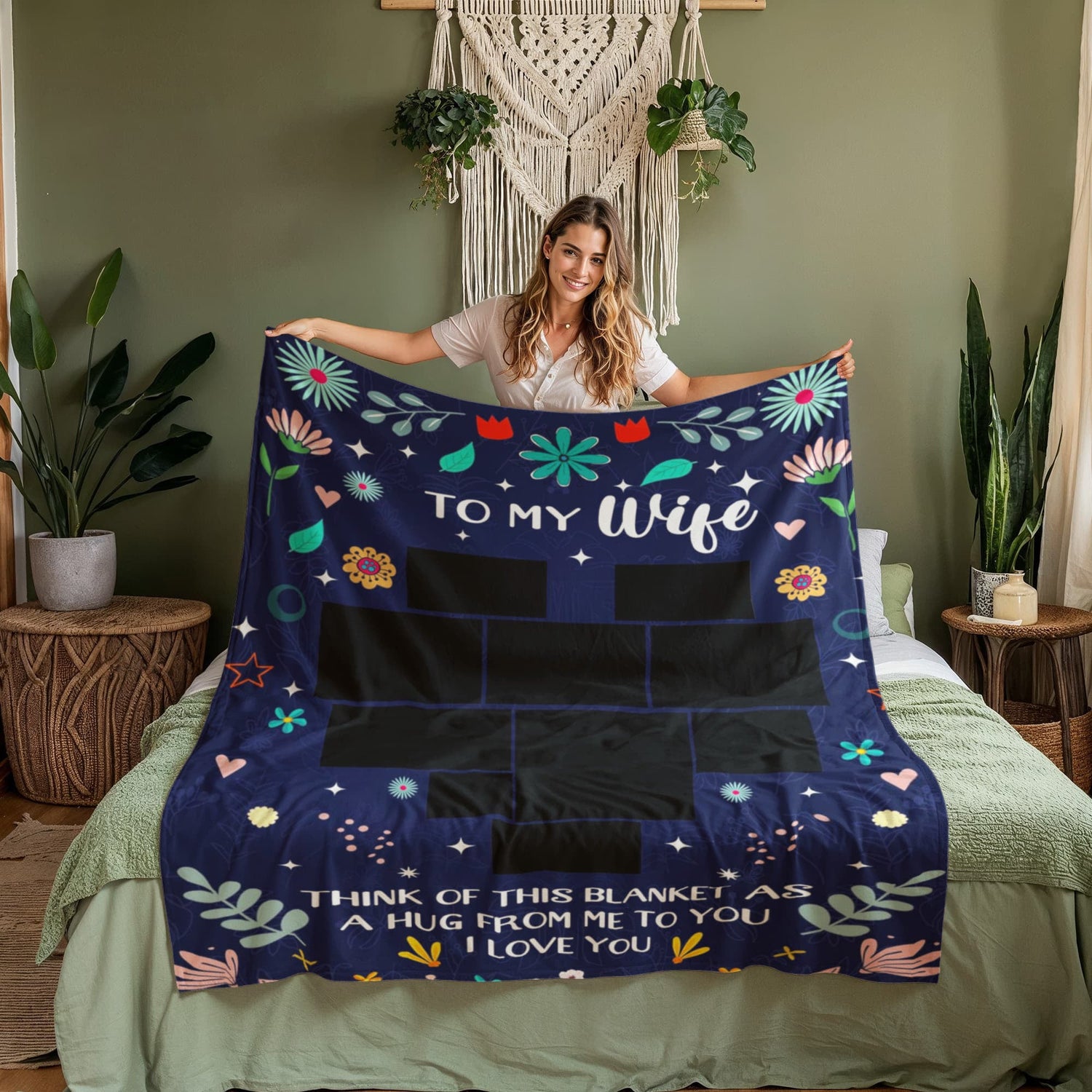 Personalized Photo Coral Fleece Blanket for Wife – Custom Photo Love Blanket Gift from Husband