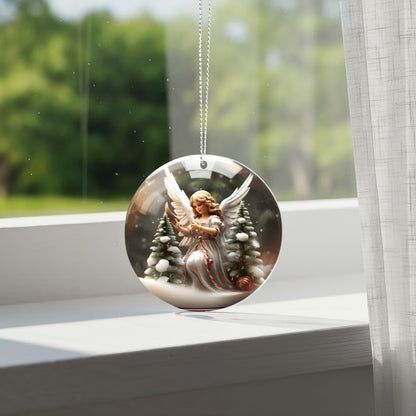 Angel Series Snow Globe Edition - Elegant Angel with Candy Cane Sash Acrylic Ornament