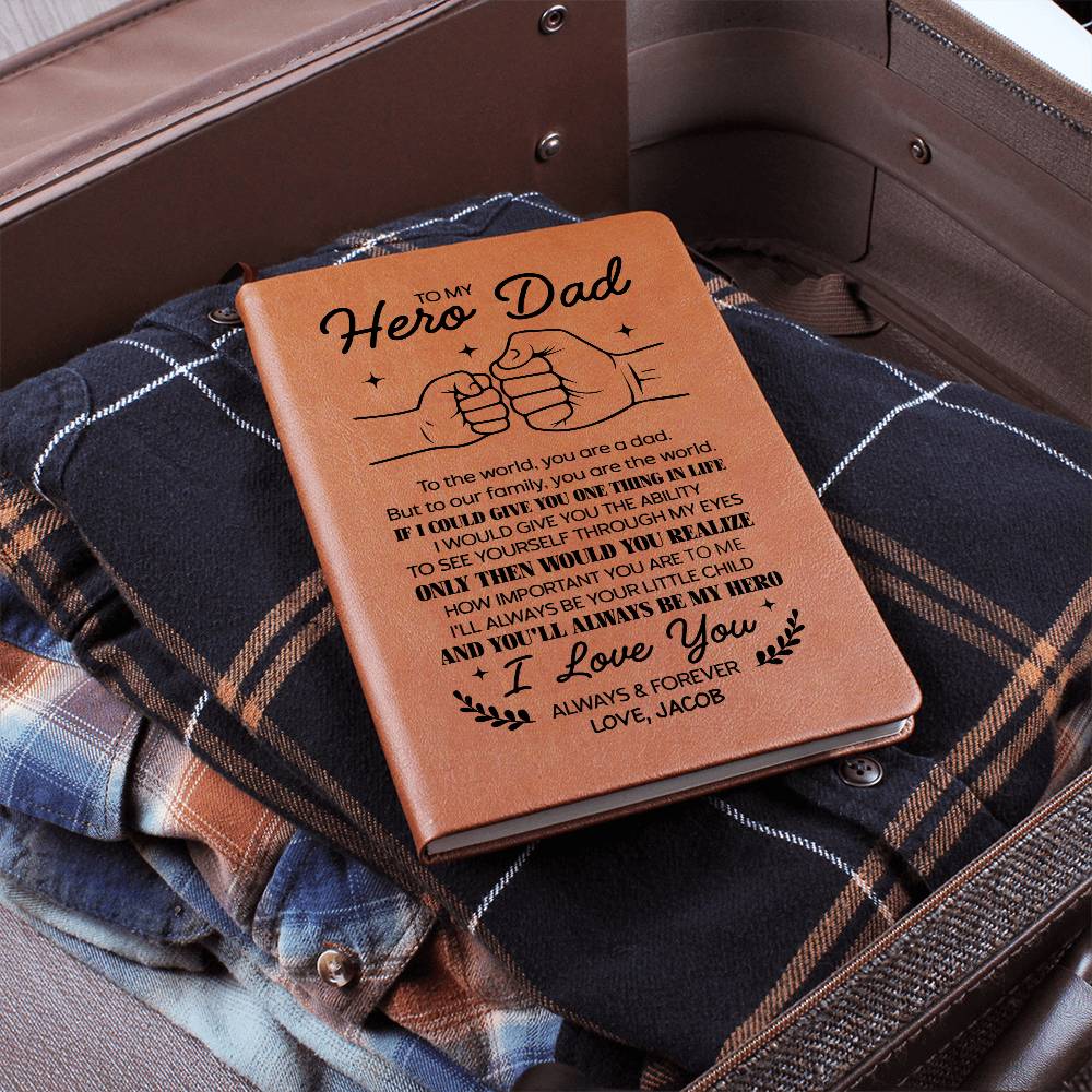 To My Hero Dad Personalized Leather Journal - Emotional Father&