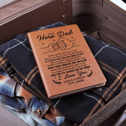To My Hero Dad Personalized Leather Journal - Emotional Father&