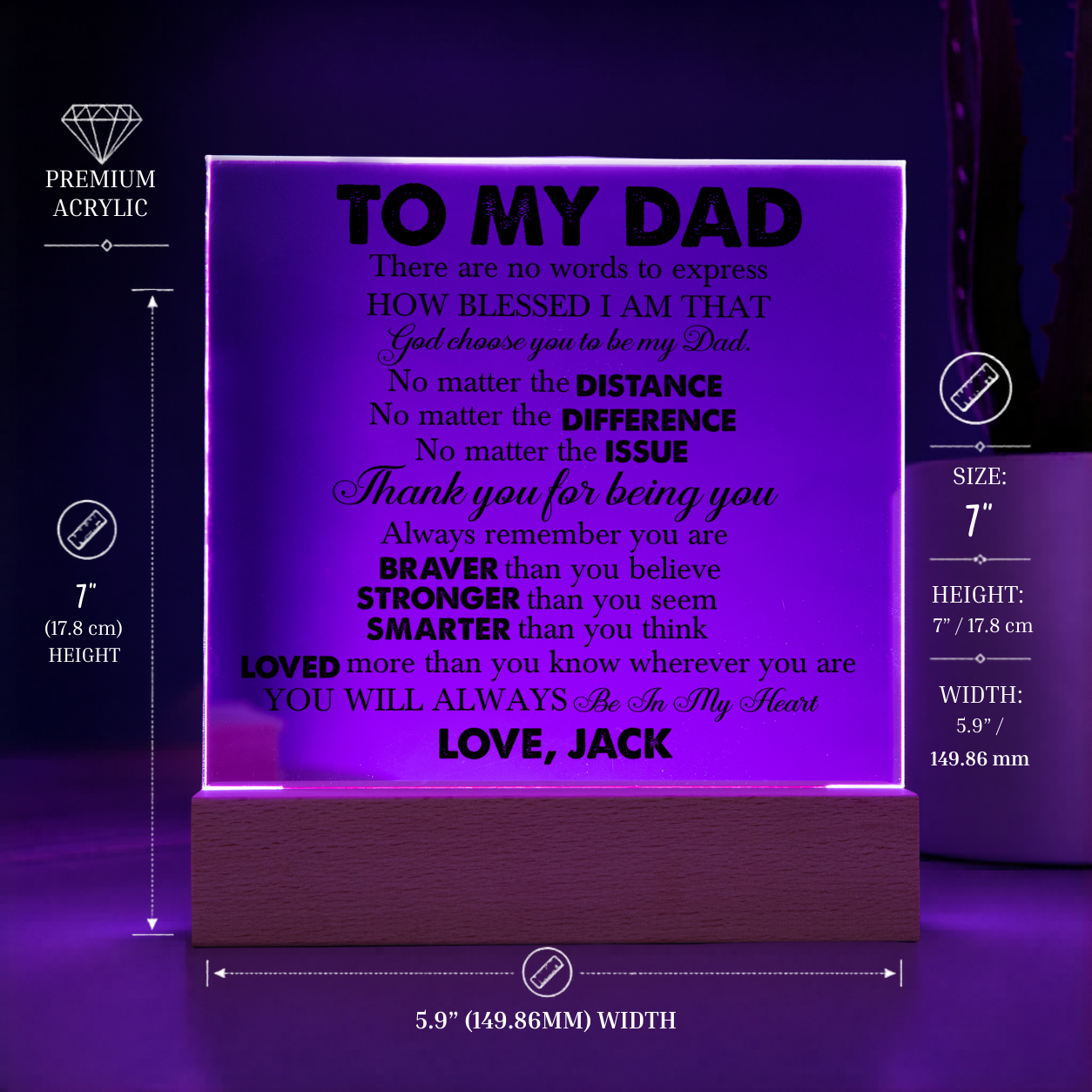 Dad appreciation light up plaque
