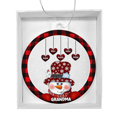Custom 1–8 Name Christmas Bulb Acrylic Ornament – Personalized Heart Family Names