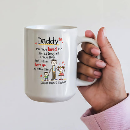 Daddy Personalized Mug from Kids – Custom Dad Coffee Mug with Kids Names, Sentimental Father’s Day Gift for Daddy