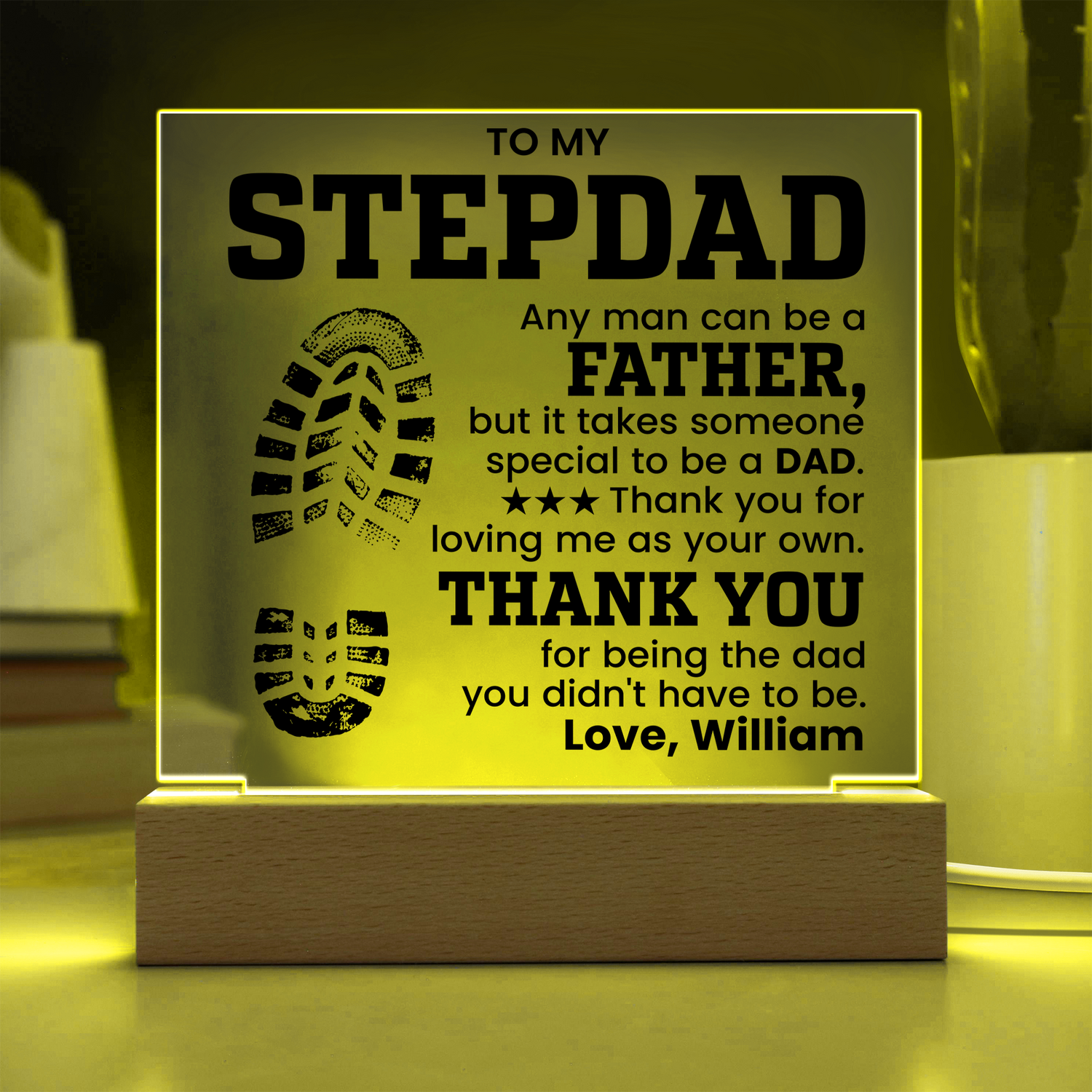 Personalized To My Stepdad LED Night Light Plaque - Emotional Father&