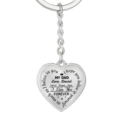 To My Dad Heart Keychain Gift from Son, I Love You Forever Personalized Keepsake Keychain