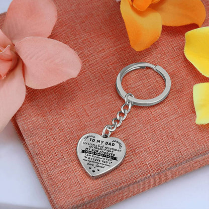 To My Dad Heart Keychain Gift from Son, My Son Forever Personalized Keepsake Gift