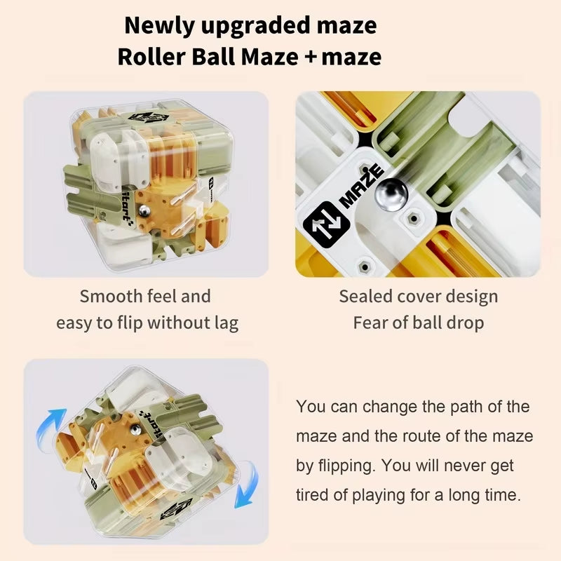 3X3 3D Puzzle Maze Game Six-Sided Transparent Maze Magic Cube Puzzle Speed Cubes Maze Toys for Kids,Children&