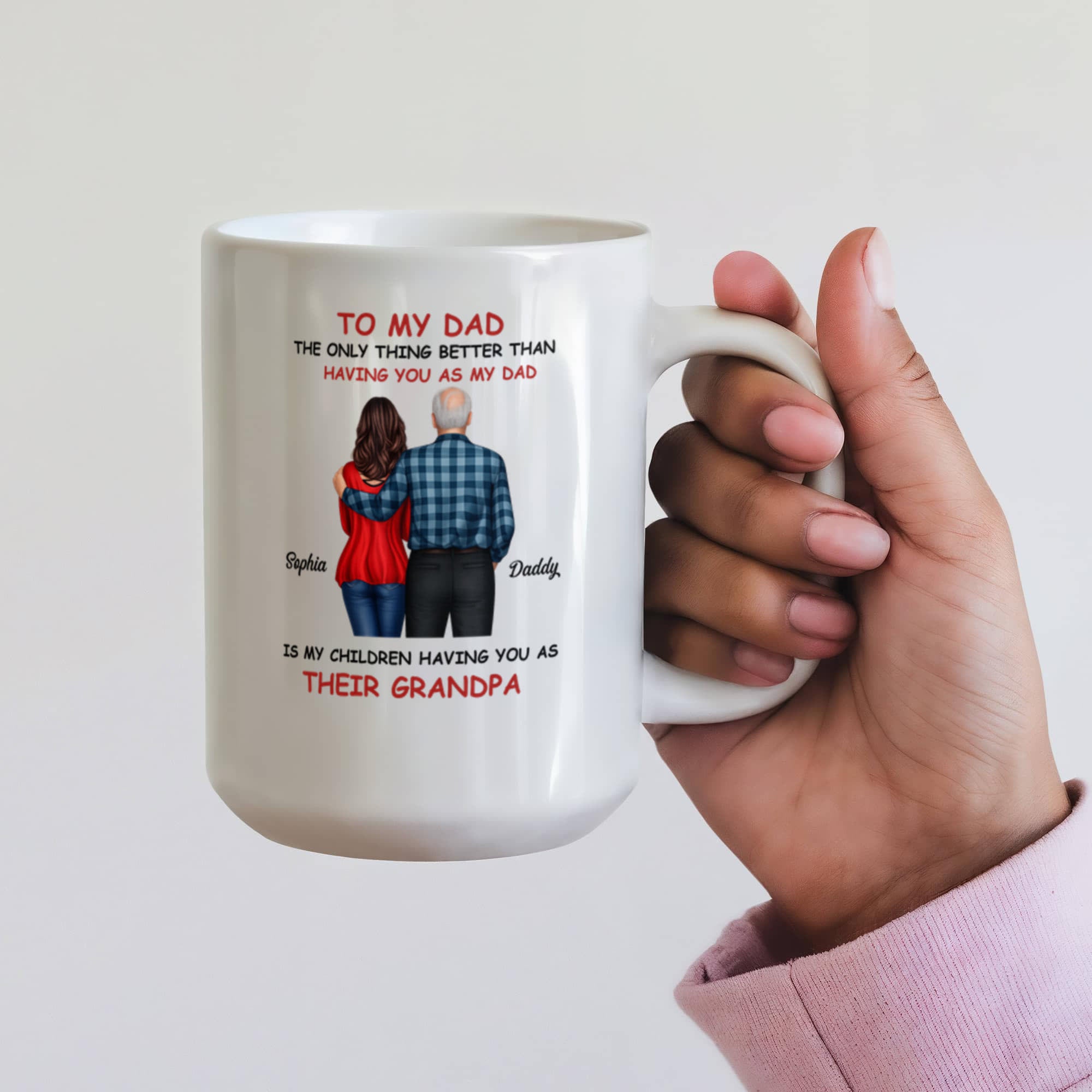 To My Dad Grandpa Mug – Father to Grandpa Gift, Personalized Dad Mug from Daughter, Father&