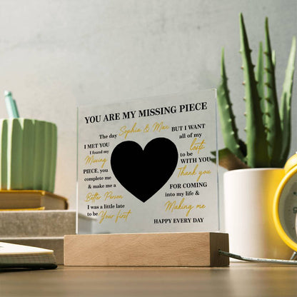 Personalized Valentine Photo LED Acrylic Plaque – Custom Names &amp; Picture Heart Light-Up Gift for Couples