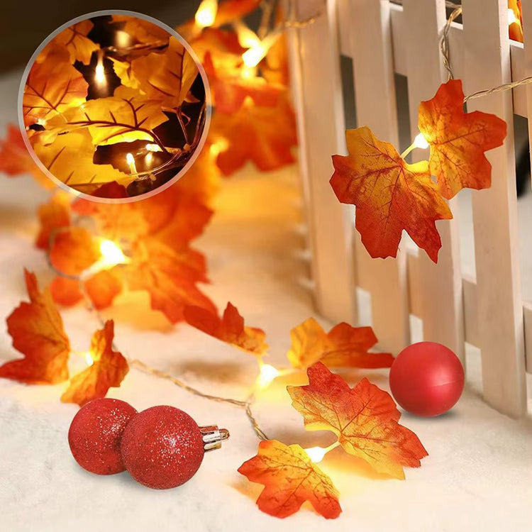 5M 50LED Fall Pumpkin Maple Leaf String Lights Garland Led Fairy Lights for Autumn Decoration Halloween Party Home Decor