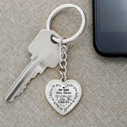 To My Dad Heart Keychain Gift from Son, I Love You Forever Personalized Keepsake Keychain