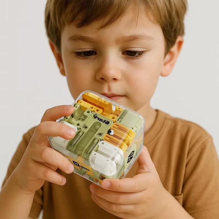 3X3 3D Puzzle Maze Game Six-Sided Transparent Maze Magic Cube Puzzle Speed Cubes Maze Toys for Kids,Children&