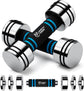 Northdeer Steel Dumbbells Ultracompact & Adjustable Chrome Dumbbell with Foam Handles 5Lb 10Lb 15Lb 20Lb 30Lb 50Lb Home Gym Workout (Choice of Size)