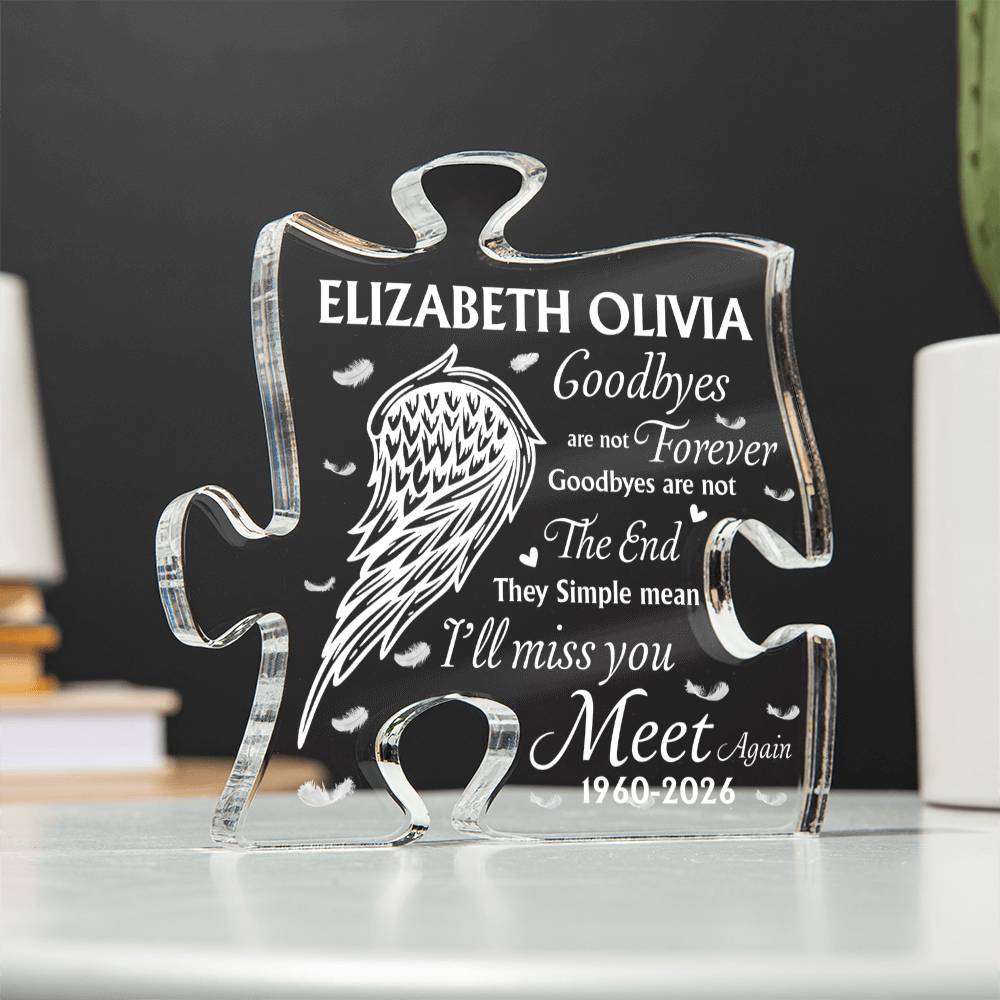 Memorial acrylic puzzle plaque tabletop remembrance decor