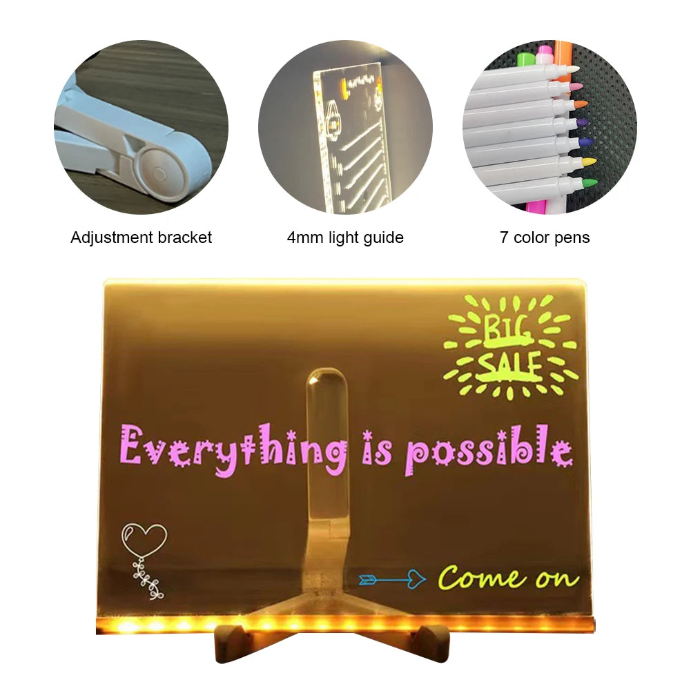Light up Acrylic Message Board Rewritable DIY Children&