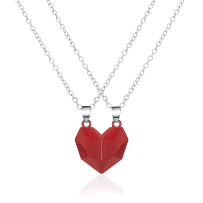 2Pcs Magnetic Heart Couple Necklace for Women Men Lover Valentine&