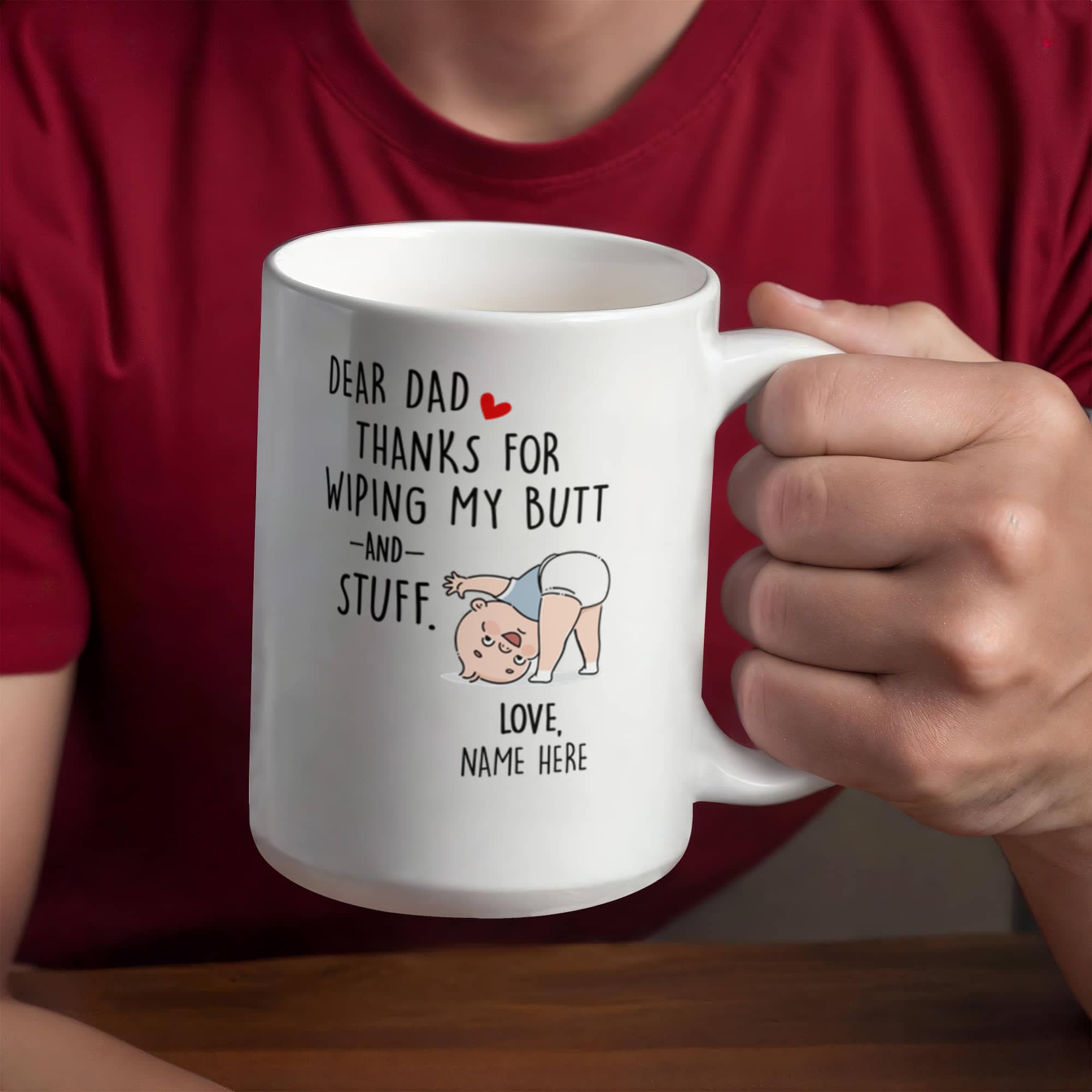 Funny Dad Mug from Baby – Personalized Thank You Dad Mug, New Dad Gift, First Father’s Day Coffee Mug