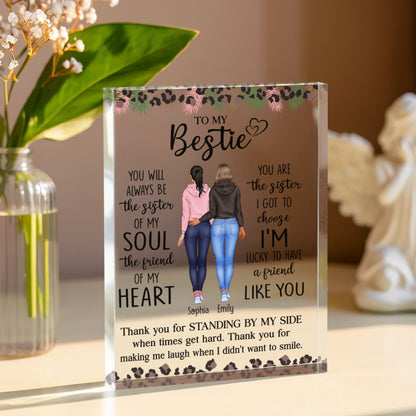 Personalized bestie gift acrylic plaque with custom names