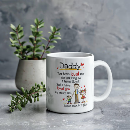Daddy Personalized Mug from Kids – Custom Dad Coffee Mug with Kids Names, Sentimental Father’s Day Gift for Daddy