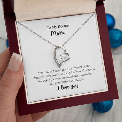 "To My Bonus Mom" Heart Necklace - Sentimental Gift