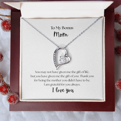 "To My Bonus Mom" Heart Necklace - Sentimental Gift