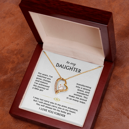 Forever Love Necklace for Daughter from Dad – Heart Pendant Necklace with Emotional Message Card, Father Daughter Jewelry Gift