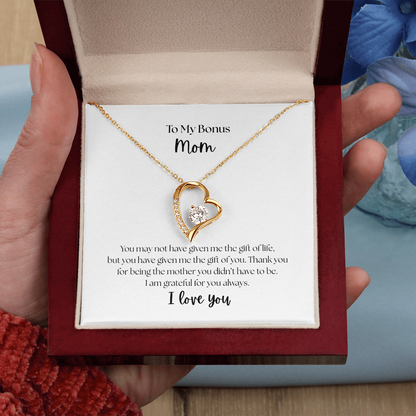 "To My Bonus Mom" Heart Necklace - Sentimental Gift