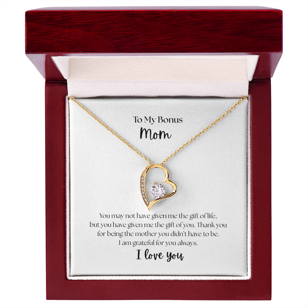 "To My Bonus Mom" Heart Necklace - Sentimental Gift