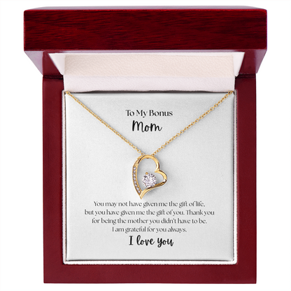 "To My Bonus Mom" Heart Necklace - Sentimental Gift