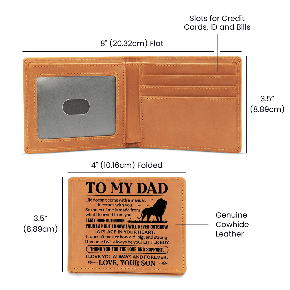 to my dad engraved leather wallet heartfelt message from son