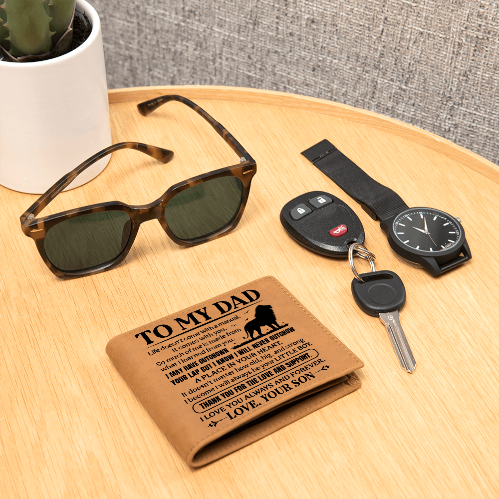 personalized fathers day wallet gift for dad lion themed