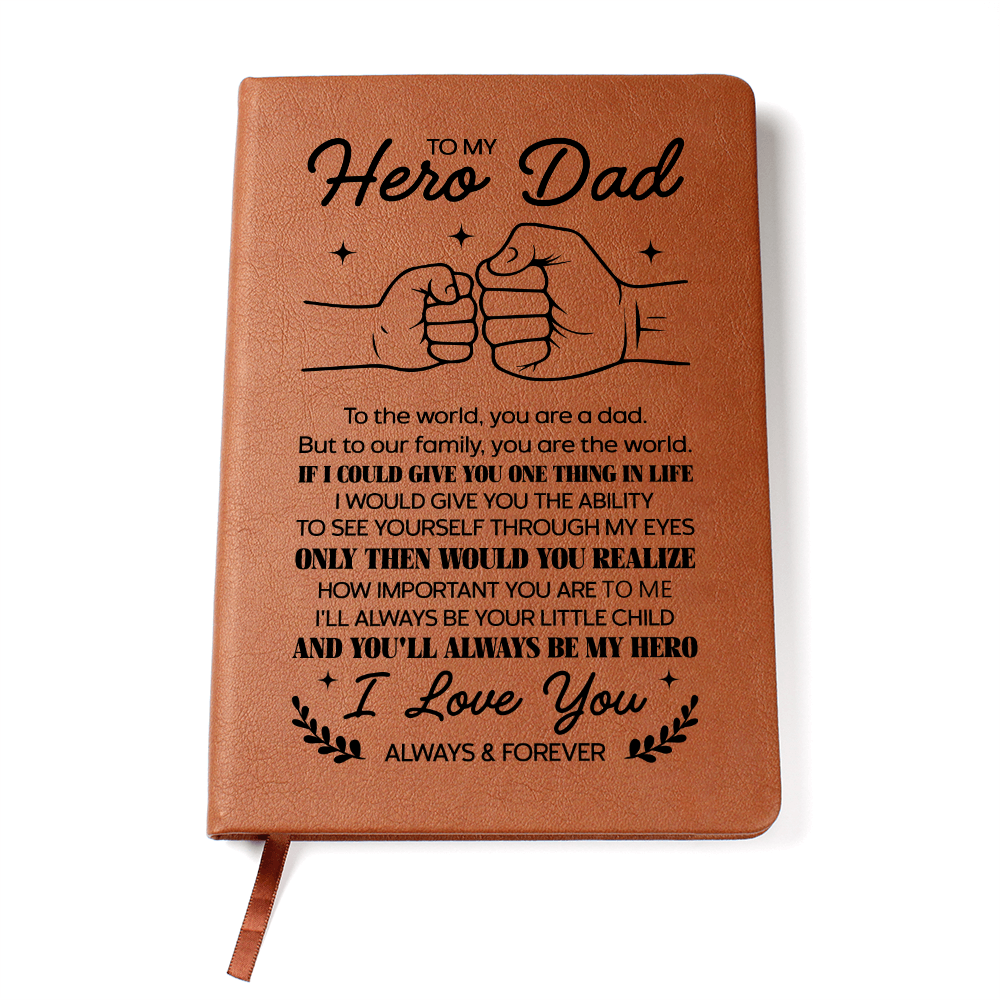 to my hero dad engraved leather journal heartfelt message
