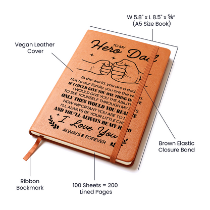 To My Hero Dad Leather Notebook – Sentimental Father&